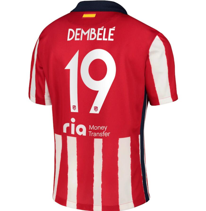 Atlético Madrid Metropolitano Home Kit Soccer Jersey with Dembele 19 printing 2020/21